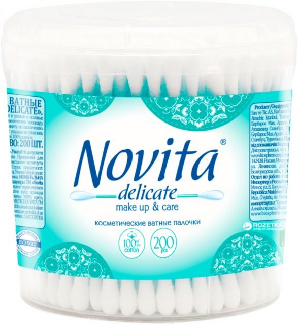 Ватні палички Novita Delicate 200шт/уп. (4820096970973)